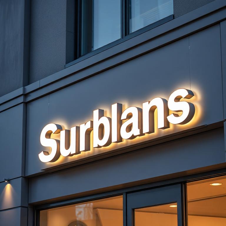 Illuminated storefront channel-letter sign