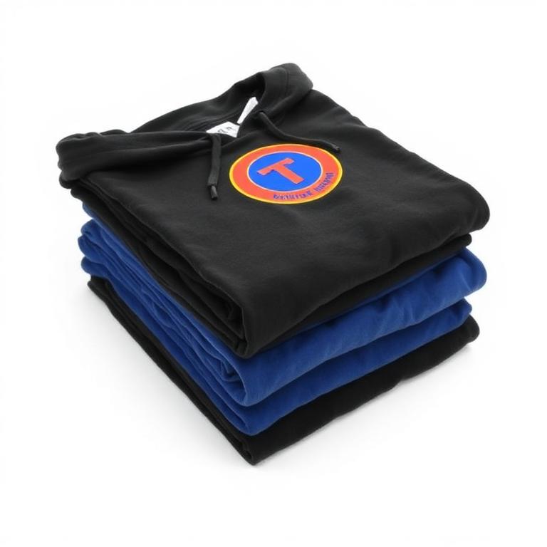 Stack of custom printed apparel