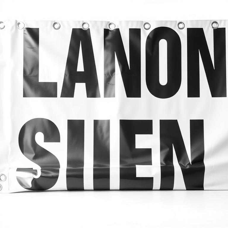 Wide-format vinyl banner with grommets