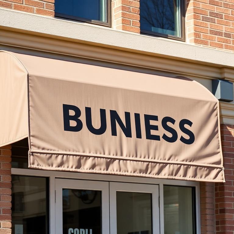 Storefront fabric awning sign