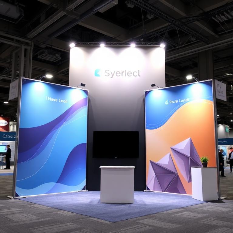 Trade show booth with printed branded backdrop