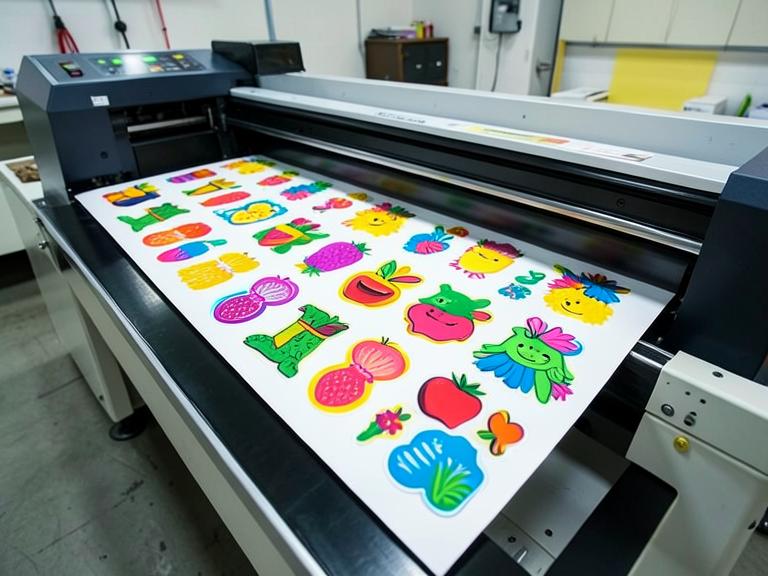Wide-format printer printing vibrant kiss-cut stickers